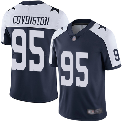 Men Dallas Cowboys Limited Navy Blue Christian Covington Alternate #95 Vapor Untouchable Throwback NFL Jersey